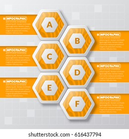 vector abstract 3d paper infographic elements.Hexagon infographics.Honeycomb design