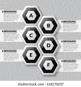vector abstract 3d paper infographic elements.Hexagon infographics.Honeycomb design