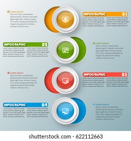 vector abstract 3d paper infographic elements.Circular infographics