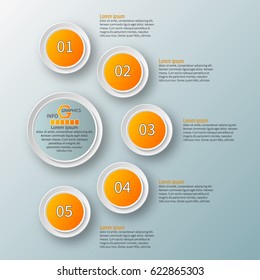 vector abstract 3d paper infographic elements.Circular infographics