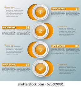 vector abstract 3d paper infographic elements.Circular infographics