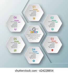vector abstract 3d paper infographic elements.Hexagon infographics.Honeycomb design