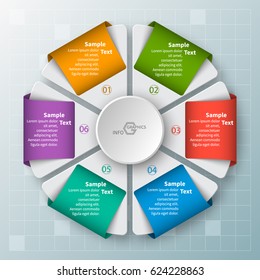 vector abstract 3d paper infographic elements.Circular infographics