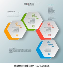 Vector Abstract 3d Paper Infographic Elements.Hexagon Infographics.Honeycomb Design