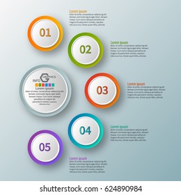 vector abstract 3d paper infographic elements.Circular infographics