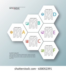 vector abstract 3d paper infographic elements.Hexagon infographics.Honeycomb design