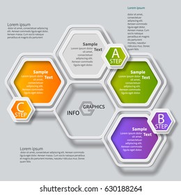 vector abstract 3d paper infographic elements.Hexagon infographics.Honeycomb design.