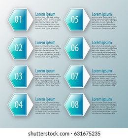 vector abstract 3d paper infographic elements.Hexagon infographics.Honeycomb design.Blue style.