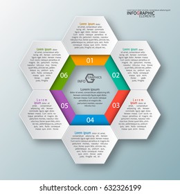 vector abstract 3d paper infographic elements.Hexagon infographics.Honeycomb design
