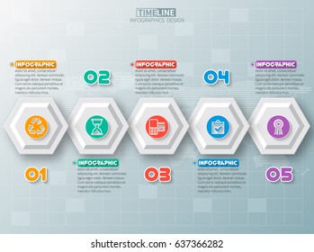 vector abstract 3d paper infographic elements.Hexagon infographics.Honeycomb design.