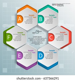 vector abstract 3d paper infographic elements.Hexagon infographics.Honeycomb design.