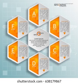 vector abstract 3d paper infographic elements.Hexagon infographics.Honeycomb design.