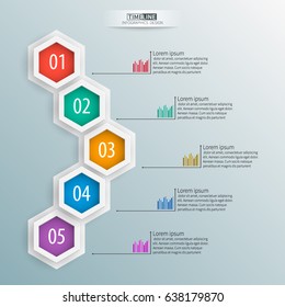 vector abstract 3d paper infographic elements.Hexagon infographics.Honeycomb design.