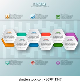 vector abstract 3d paper infographic elements. Hexagon infographics. Honeycomb design.