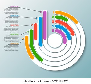 vector abstract 3d paper infographic elements.Circular infographics