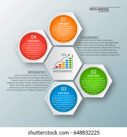 vector abstract 3d paper infographic elements.Hexagon infographics.Honeycomb design