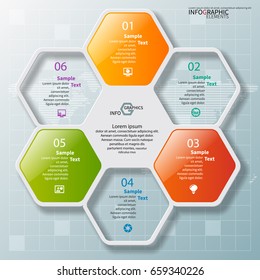 vector abstract 3d paper infographic elements.Hexagon infographics.Honeycomb design