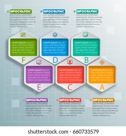 vector abstract 3d paper infographic elements.Hexagon infographics.Honeycomb design.