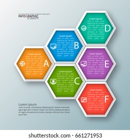 vector abstract 3d paper infographic elements.Hexagon infographics.Honeycomb design