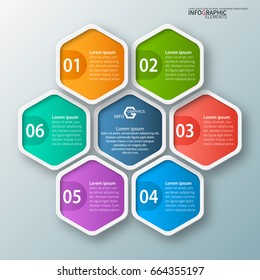 vector abstract 3d paper infographic elements.Hexagon infographics.Honeycomb design.