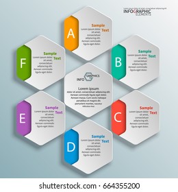 vector abstract 3d paper infographic elements.Hexagon infographics.Honeycomb design.