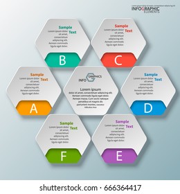 vector abstract 3d paper infographic elements.Hexagon infographics.Honeycomb design.