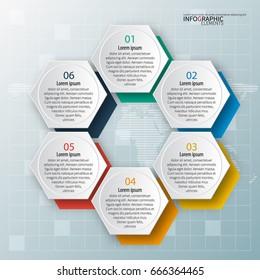 vector abstract 3d paper infographic elements.Hexagon infographics.Honeycomb design