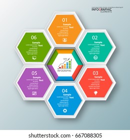 vector abstract 3d paper infographic elements.Hexagon infographics.Honeycomb design