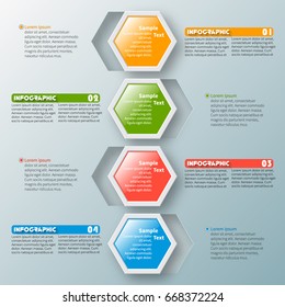 vector abstract 3d paper infographic elements.Hexagon infographics.Honeycomb design