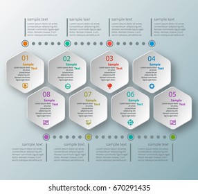 vector abstract 3d paper infographic elements.Hexagon infographics.Honeycomb design