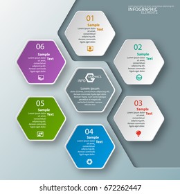 vector abstract 3d paper infographic elements.Hexagon infographics.Honeycomb design.