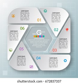 vector abstract 3d paper infographic elements.Circular infographics