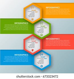vector abstract 3d paper infographic elements.Hexagon infographics.Honeycomb design