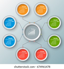 vector abstract 3d paper infographic elements.Circular infographics