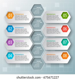 vector abstract 3d paper infographic elements.Hexagon infographics.Honeycomb design.