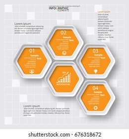 vector abstract 3d paper infographic elements.Hexagon infographics.Honeycomb design