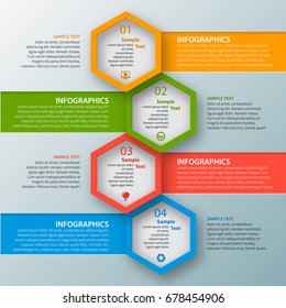 vector abstract 3d paper infographic elements.Hexagon infographics.Honeycomb design.