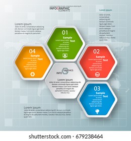 vector abstract 3d paper infographic elements.Hexagon infographics.Honeycomb design