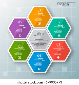 vector abstract 3d paper infographic elements.Hexagon infographics.Honeycomb design