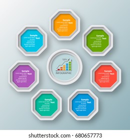vector abstract 3d paper infographic elements.Circular infographics