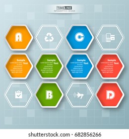 vector abstract 3d paper infographic elements.Hexagon infographics.Honeycomb design
