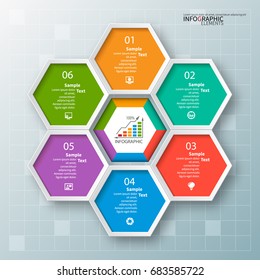 vector abstract 3d paper infographic elements.Hexagon infographics.Honeycomb design