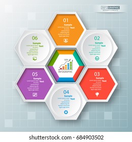 vector abstract 3d paper infographic elements.Hexagon infographics.Honeycomb design