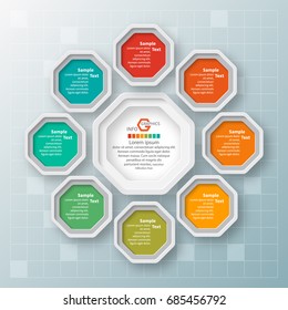 vector abstract 3d paper infographic elements.Octagon infographics.