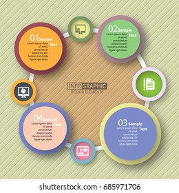 vector abstract 3d paper infographic elements.Circular infographics