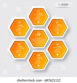 vector abstract 3d paper infographic elements.Hexagon infographics.Honeycomb design