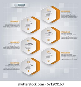 vector abstract 3d paper infographic elements.Hexagon infographics.Honeycomb design.