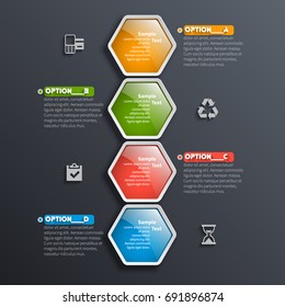 vector abstract 3d paper infographic elements.Hexagon infographics.Honeycomb design