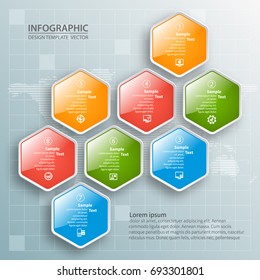 vector abstract 3d paper infographic elements.Hexagon infographics.Honeycomb design.