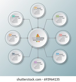 vector abstract 3d paper infographic elements.Circular infographics